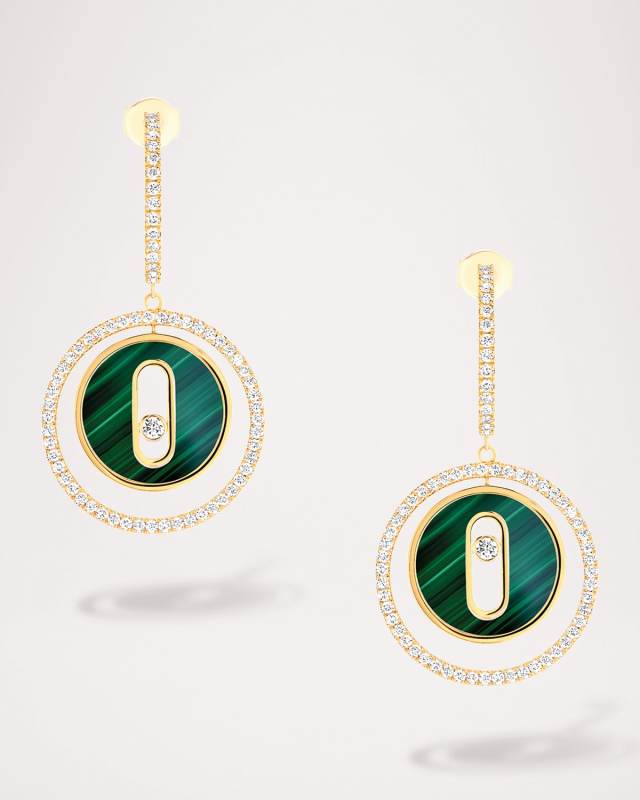 LUCKY MOVE 18K ROSE GOLD MALACHITE & DIAMOND EARRINGS